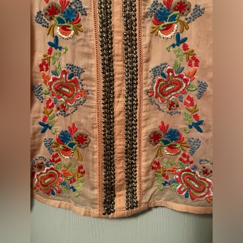 Soft Surroundings Palm Island Embroidered Studded Tunic Size PS - Picture 4 of 11
